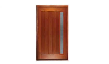 vertical plank glazed pivot with "safebreeze" ventilation: door in frame