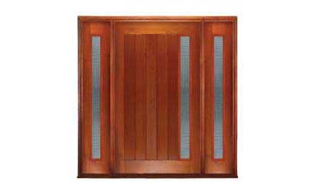 vertical plank glazed pivot with "safebreeze" ventilation: single door +  two sidelights