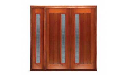 vertical plank with "safebreeze" ventilation: double door + sidelight on left