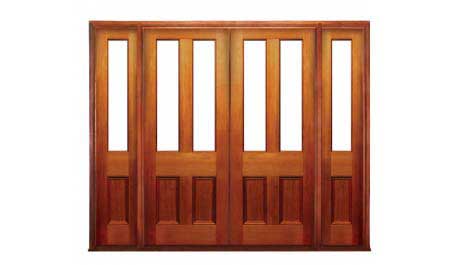 victorian glazed 4 panel: double door +  two sidelights