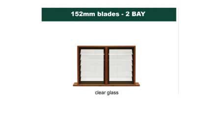 152 mm blades  1168 mm width  clear glass louvre: twin gallery