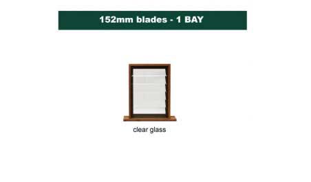 152 mm blades  600 mm width  clear glass louvre: single gallery