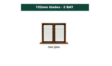 152 mm blades  868 mm width  clear glass louvre: twin gallery