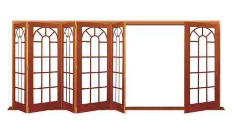 conservatory: six door bifold - 5 one way + 1 flapper