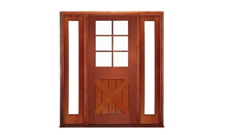 hampton cross brace 6 light: single door +  two sidelights