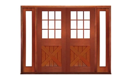 hampton cross brace 9 light: double door +  two sidelights