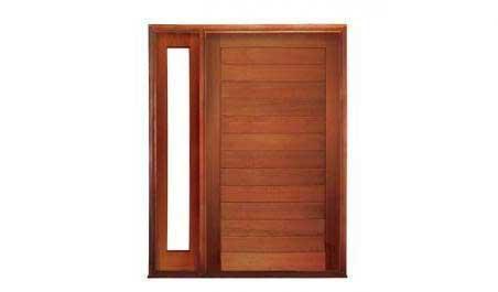 horizontal plank pivot: single door + sidelight on left