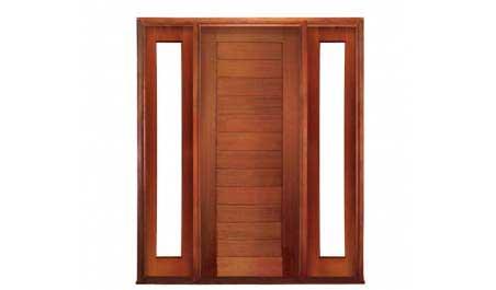 horizontal plank: single door +  two sidelights