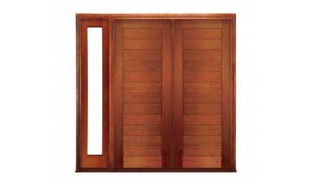 horizontal plank: double door + sidelight on left