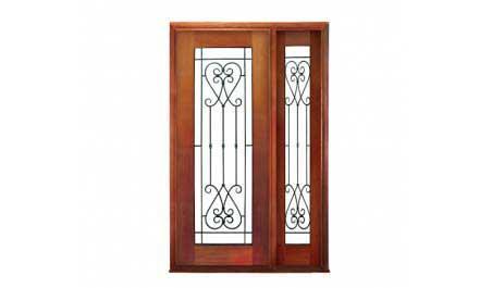 iron grille: single door + sidelight on right