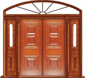 mediterranean: single door +  two sidelights