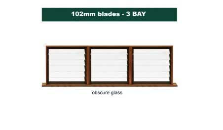 102 mm blades  2636 mm width  NFP frost glass louvre: triple gallery
