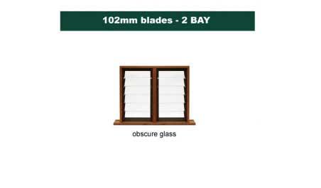 102 mm blades  868 mm width  NFP frost glass louvre: twin gallery