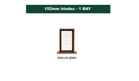 152 mm blades  450 mm width  NFP frost glass louvre: single gallery