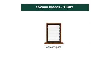 152 mm blades  600 mm width  NFP frost glass louvre: single gallery