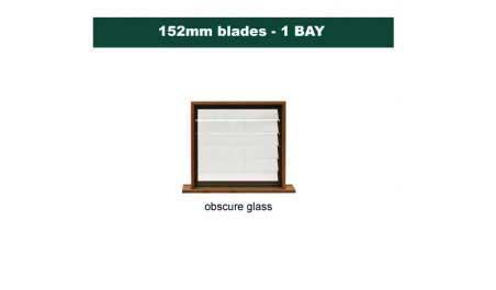 152 mm blades  900 mm width  NFP frost glass louvre: single gallery