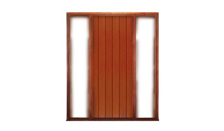 shaker vertical plank: single door +  two fixed glass