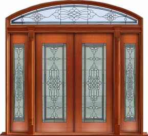 sovereign leadlight: double door + sidelight on left