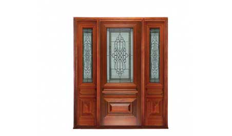 sovereign leadlight: single door +  two sidelights