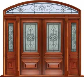 sovereign leadlight: double door +  two sidelights