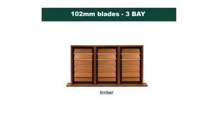 102 mm blades  1286 mm width  timber louvre: triple gallery