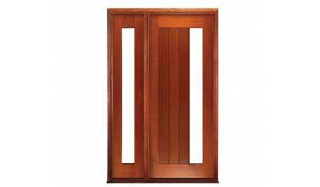 vertical plank glazed: single door + sidelight on left