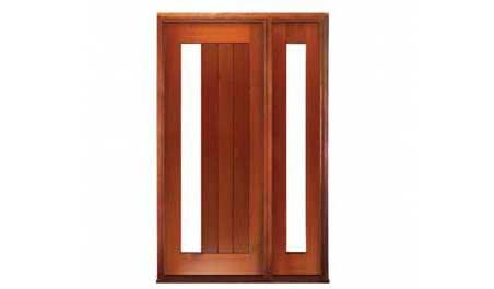 vertical plank glazed: single door + sidelight on right