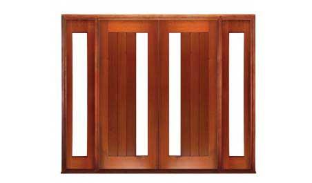 vertical plank glazed: double door +  two sidelights