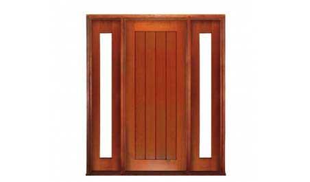 vertical plank: single door +  two sidelights