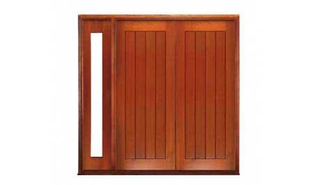 vertical plank: double door + sidelight on left